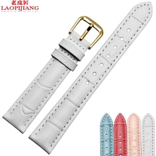 Genuine Leather Watchband Pink Ladies comfort strap fit DW casio watch 12|14|16|18|19|20mm with stainless steel buckle for women