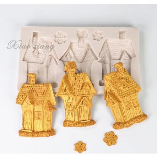 Christmas House Castle Ice Snow Silicone Mold For Baking Fondant Cake Decorating Tools Chocolate Mould Kitchen Accessories