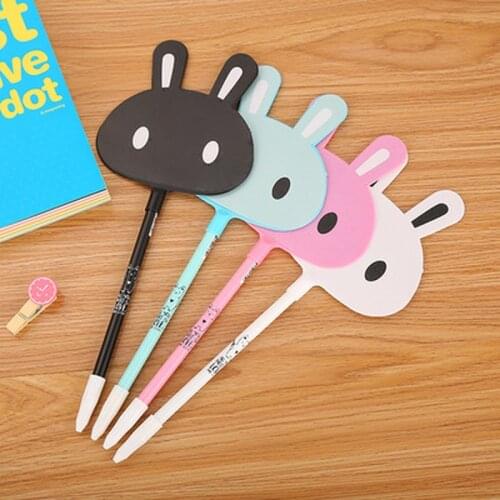 1pcs Rabbit Fan Kawaii Pen 0.5mm Novelty Stationery Gel Pen Student Black Gel Pens Cute Pens Office Stationery School Supplies