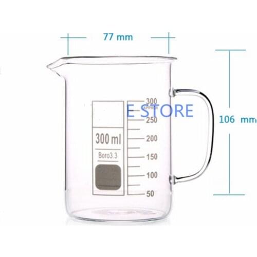 300mL Glass Beaker with Handle New Chemical Lab Glassware Borosilicate Glass 3.3