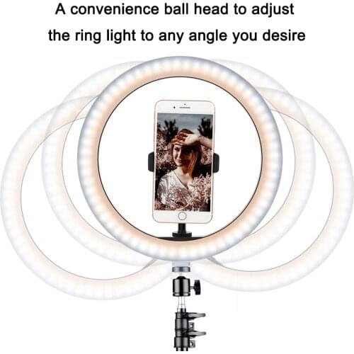 10inch/26cm Dimmable LED Selfie Ring Lamp Photography Ring Light with Phone Holder Stand For Makeup Video Live Studio YouTube VK