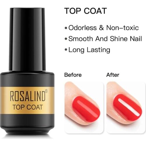 ROSALIND 7ML Top Gel Nail Coat All For Manicure Hybrid Varnishes Nail Art Semi Permanent Protect Nail Gel Clear Color Soak Off