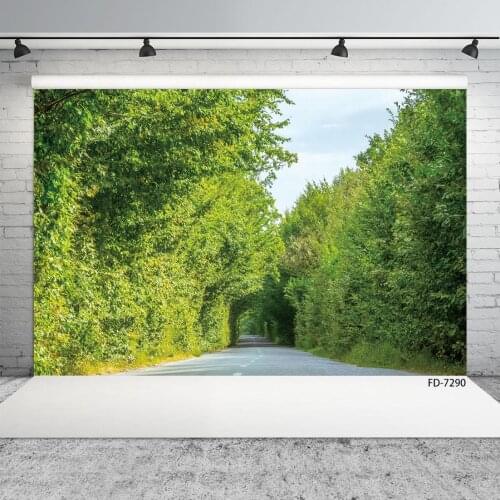 Photographic Backgrounds for Photo Sudio Green Tree Tunnel Road Vinyl Backdrops Photophone for Children Portrait Photocall