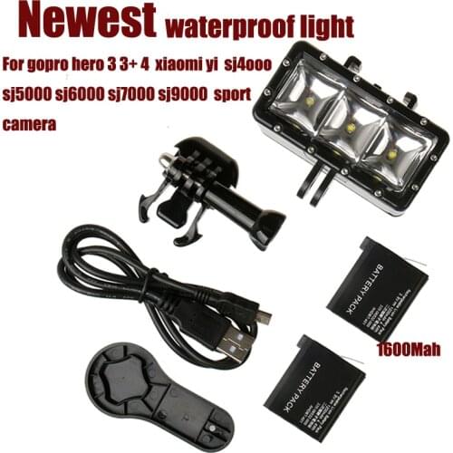 Waterproof LED flash video light Underwater Diving flash Light lamp For GoPro Go pro Hero 4 3 SJCAM sj4000 Xiaomi Yi Accessories