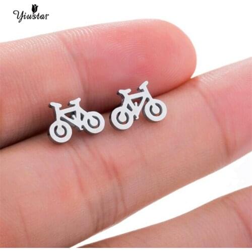Yiustar Steel Color Stainless Steel Simple Bike Stud Earring Hollow Irregular Earring Female Jewlery For Women Popular Keepsake
