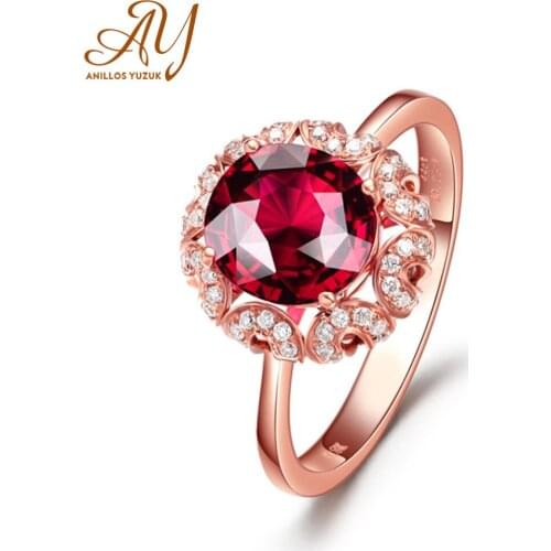 Anillos Yuzuk Womens Jewelry 925 Sterling Silver Round Ruby Rings For Women Open Size Zircon Wedding Anniversary Ring Jewelry