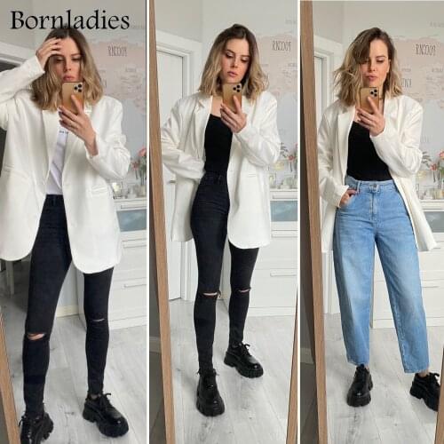 Boraladies 2021 Women Chic Oversized Green Blazer Spring Single Buttons Female Loose Suit Jacket Full Sleeve Outwear Y2K Blazer