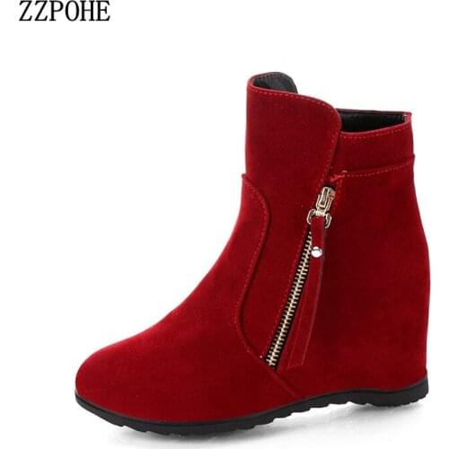 Winter Women Warm Shoes Female Fashion Slip On Platform Ankle Boots Women Casual Comfortable High Heels Boots Ladies Dress Shoes