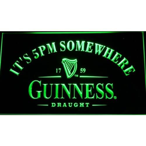 091 Guinness Its 5 pm Somewhere Bar LED Neon Light Signs with On/Off Switch 20+ Colors 5 Sizes to choose