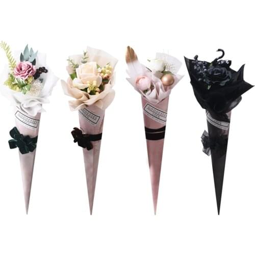 10pcs Valentines Day Ice Cream Single Bag Rose Packaging Florist Packed with Single Carnations Single Bags