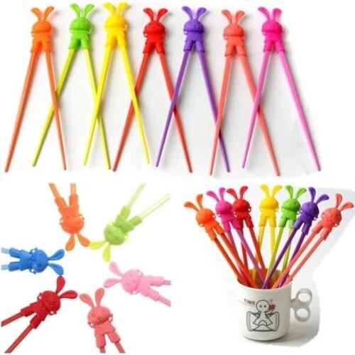 100 pairs Children Kid Beginner Easy Fun Learning Training Helper Bunny Rabbit Rubber Plastic Chopsticks