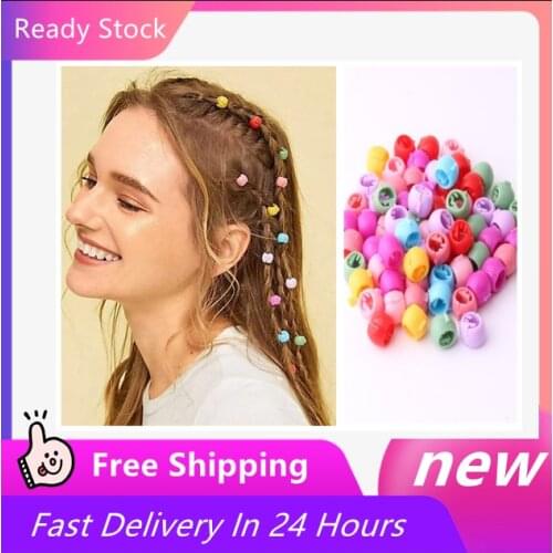 100pcs Hair Braids Maker Beads Headwear Cute Candy Colors Plastic Hairpins Hair Claw Clips For Women Girls Hair Accessories