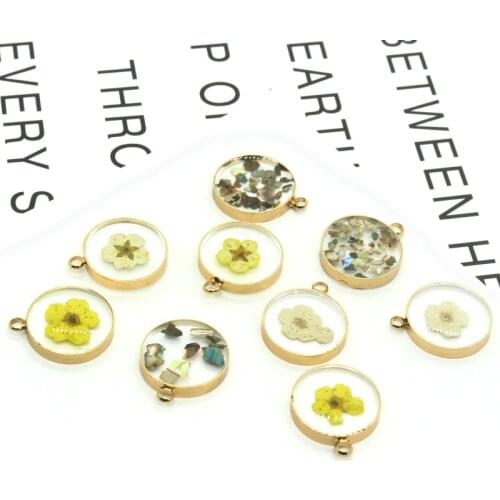 2pcs Geometric Transparent Dried Flowers Shell Charms Women Bracelet Earring Pendant DIY Accessory Handmade Jewelry Make