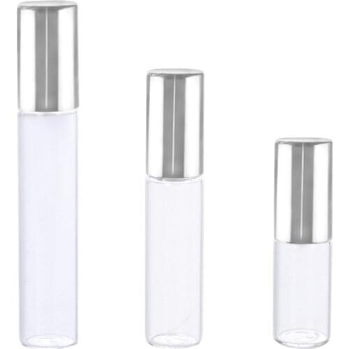 3/5/10ml Portable Glass Roller Bottle Mini Glass Bottles Stainless Steel Roller Balls For Essential Oils Perfumes Aromatherapy