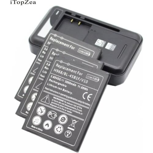 3Pcs BL-45B1F Replacement Battery +Universal USB Wall charger For LG V10 H968 H961N H900 H901 VS990 F600 F600L F600S F600K
