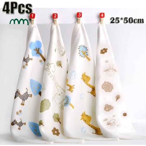 4Pcs/Lot Baby Gauze Towel Infant Bath Towel Child Feeding Towel Baby Handkerchief Kids Bath Cloth Towel 100% Cotton 25*50cm