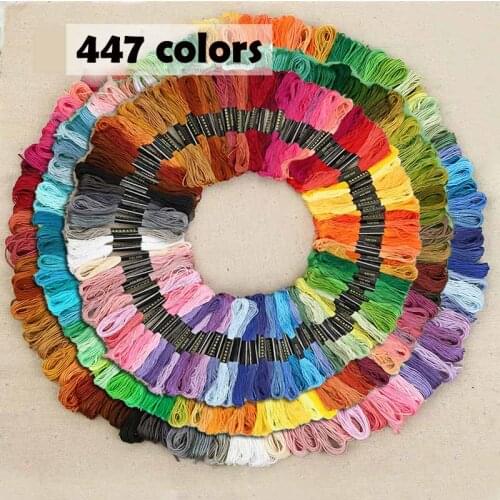447/250 Colors Mix Color Cotton Embroidery Thread Floss Kits for DIY Cross Stitch Sewing Skein Crafts 6 Strands 8m Sewing Skein