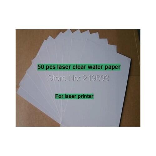 50 pieces/lot) A4 clear/transparent laser printing water decal paper laser water transfer paper decal paper for glass