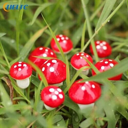 10/50pcs Garden Ornament Mini Red Mushroom Miniature Plant Pots Fairy DIY Dollhouse Artificial Decoration