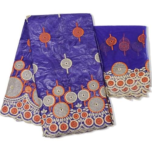 African Tissu Bazin Riche Tissues With Beads Brode African Fabric French Net Lace Dress Sewing Materials Party 5+2 yards/lot