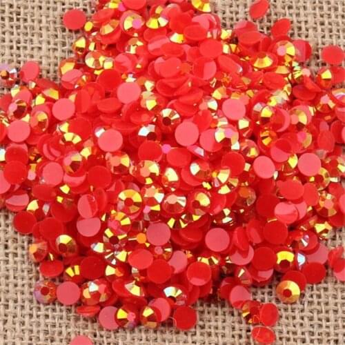2MM 3MM 4MM 5MM 6MM DIY Bling Red Jelly AB Color Resin Rhinestones Hand Craft Flatback Resin Stone Garment&Nail Arts Decoration