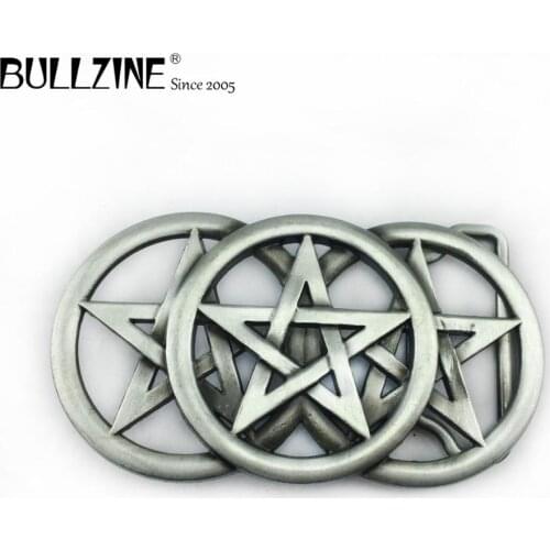 Bullzine zinc alloy celtic star belt buckle pewter finish FP-03427-1 LUXURIOUS retro cowboy jeans gift belt buckle