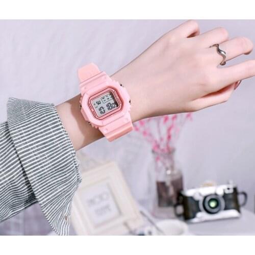 Womens Watches Multifunction Led Digital Watch Fashion Pink Silicone Band Waterproof Wristwatch Women Men Boys Girls Kids Clock