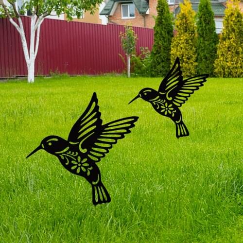Garden Decorative Bird Stake Yard Art Hummingbird Stake ABS Bird Yard Art Courtyard Simulation Bird Card Insertion