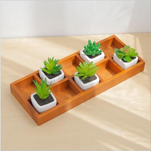 10 Blocks Wooden Plate High quality Wooden Succulents Tray Home Sewing Kits Storage plate Vintage Flower Holder