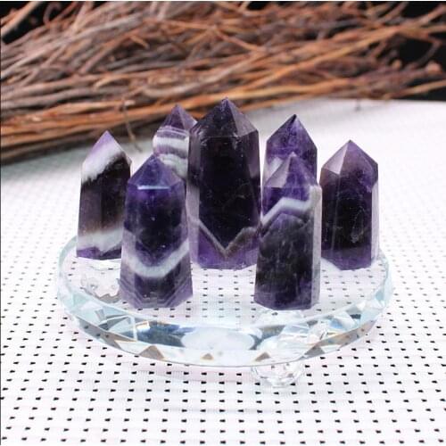 Feng Shui seven star array natural dream amethyst stone column + plate base decoration