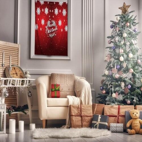 Tapestry Snowflakes Pattern on Snowy Night Background New Year Eve Theme Decorating Art Printed