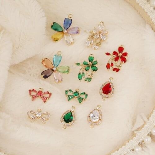 HAOSAW 2Pcs Jewelry Accessories/DIY/Bowknot Shapes/Hand Made/Crystal Pendants For Earrings/Jewelry Findings Components/CZ Charms