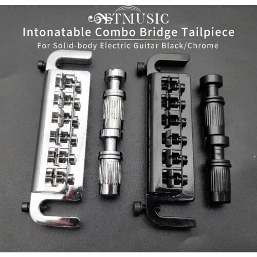 Intonatable Combo Guitar Bridge Tailpiece for Solid-body Electric Guitar Chrome/Black