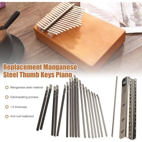 Kalimba 17 Keys Replacement Manganese Steel Thumb Keys Piano with Steel Bead Small Steel Bar Screws Metal Instruments Accessory