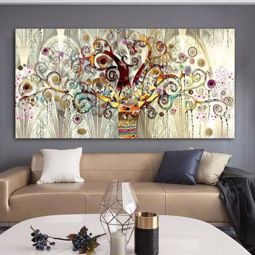 Tree of Life Canvas Painting Colored Graffiti Gustaf Abstract Wall Art Poster Entrance Bedroom Living Room Decoration Pictures