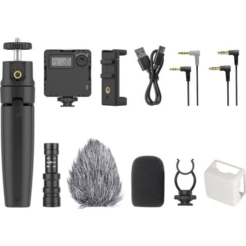 Vlog Setup Compact Camera Microphone W Phone Handle Grip Video Rig Smartphone Mic for iPhone 11 Huawei Canon Nikon DSLR Camera