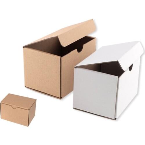 20Pcs Flip Corrugated Box Blank Packaging Bearing Motor Cardboard Box Screw White Brown Packing Small Box Kraft Gift Boxes