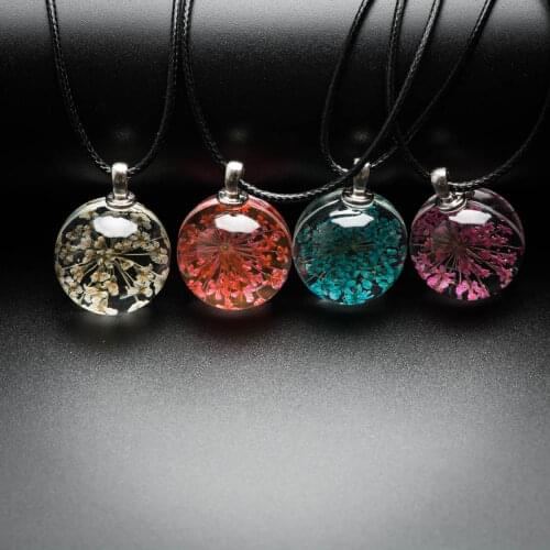 L Flower in Sphere Glass necklace Pendant Fashion glass ball necklaces Classic style Jewelry #FY319