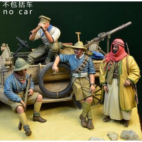 1/35 Scale Unpainted Resin Figure ANZAC soldiers 4 figures and Chariot accessories