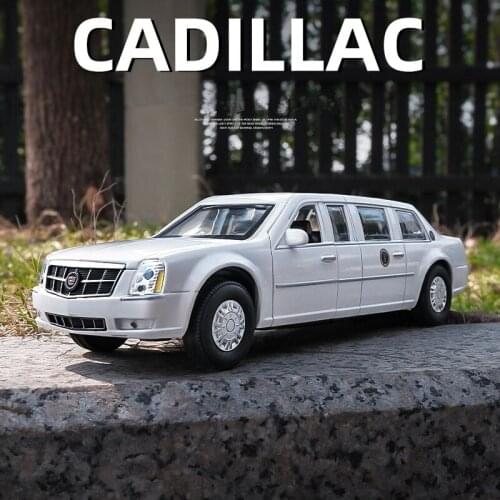 1:32 Cadillac DTS Alloy Presidential Car Model Diecasts Metal Toy Vehicles Car Model Simulation Sound Light Collection Kids Gift