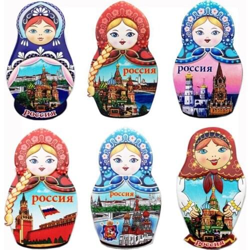 New Hot Sale Moscow, Russia Doll 3D Resin Fridge Magnets Tourism Souvenirs Refrigerator Magnetic Stickers Gift