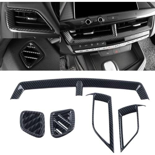 Fit for Cadillac CT4 2020 2021 Auto Accessories Dashboard Air Conditioning Outlet Vent Cover Trim Carbon Fiber Color ABS Chrome