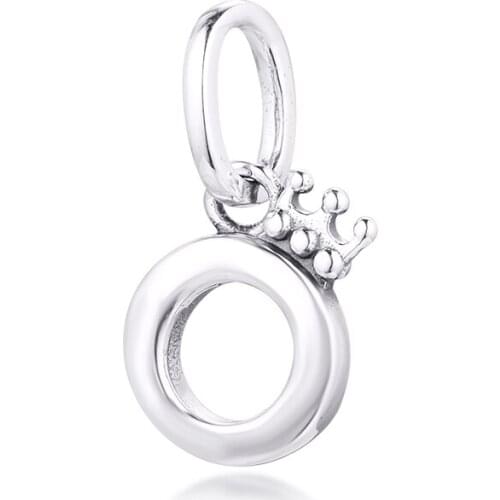 Fits for Pandora Beads Bracelets Open Centre Crown O Dangle Charms 100% 925 Sterling Silver Jewelry Free Shipping