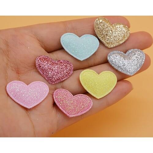 Sew on 2.1*2.6cm 80 pcs/lot shiny small heart Appliques for Cloth Decoration, Hair Accessories free shipping