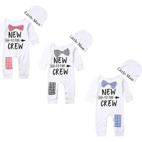 Pudcoco US Stock 0-6M Newborn Baby Boy Kid Cotton Long Sleeve Cotton Print Letter Romper+Hat Jumpsuit Long Pants Outfits Set