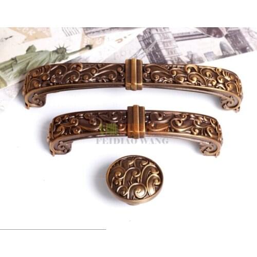 Antique Bronze Color European Style Antique Cabinet Handle And Drawer Cupboard Knobs New(C.C: 96mm Length:110mm)