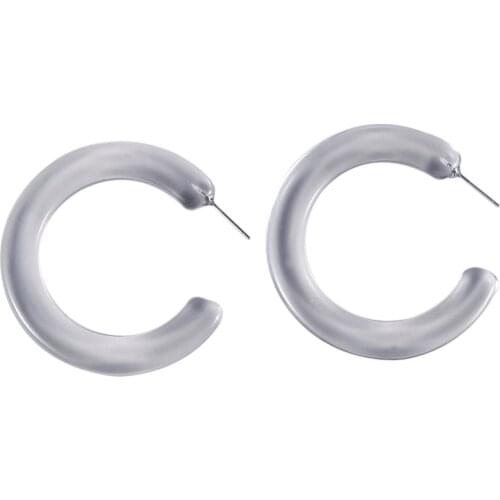 SOHOT 2018 New Tide Acrylic Imitation Crystal C shape Hoop Earrings Candy Color Boho Style Femme Party Jewelry For Popular Gift