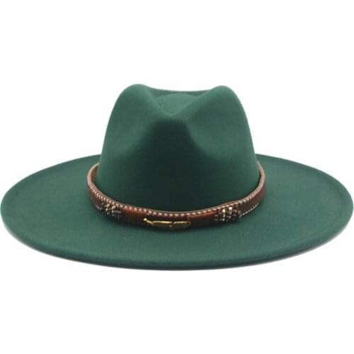 Big brim fedora hats women men winter autumn solid band belt luxury hats black white wedding church big brim hat sombrero paja