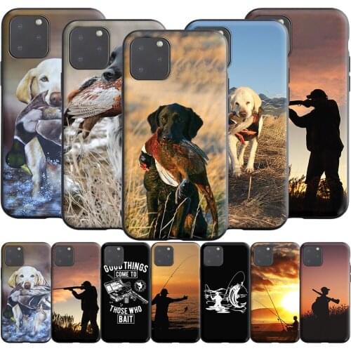 Hunting Dog Fishing Man Silicone Case for Apple iPhone 13 12 Mini 11 Pro XS X XR Max 8 7 6S 6 Plus SE 5S