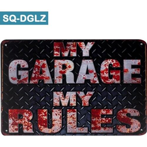 [SQ-DGLZ]MY GARAGE MY RULES Metal Sign Bar Wall Decor Tin Sign Vintage Metal Signs Home Decor Painting Plaques Art Poster